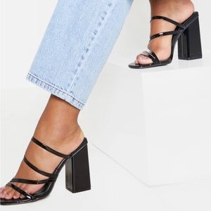 Pretty little thing -size 8 - black block heel strappy mule sandal
